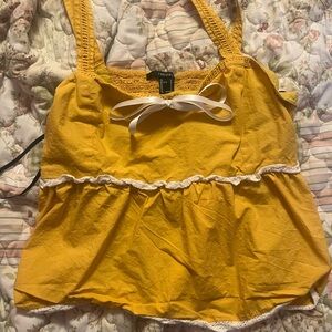 Forever 21 Gold Smocked Tie Front Camisole